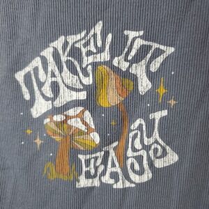 Hollister Ribbed Tank‎ Top Women's Blue Take It Easy Mushroom Graphic Sleeveless